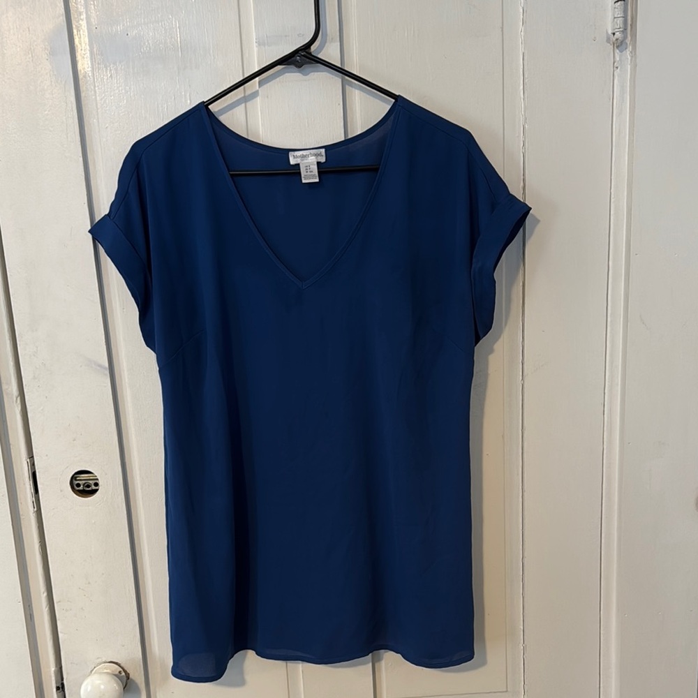 Women's Blue V-Neck Top